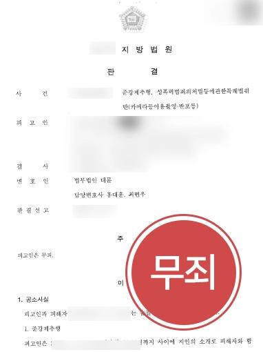 [준강제추행, 카메라등이용촬영 등 다수 혐의 무죄] 피해자 진술 일관적이지 못한 점 강조하여 무죄 승소